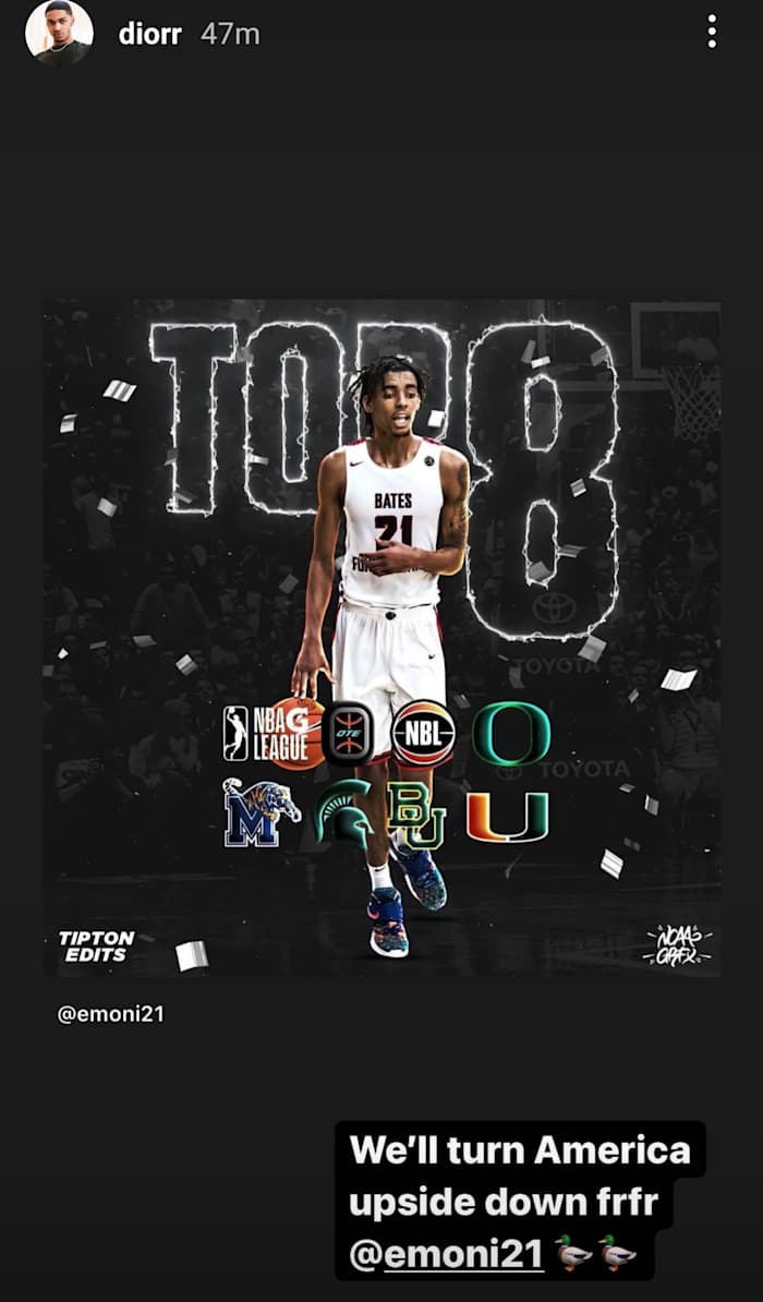 Dior Johnson recruits Bates to join him in Eugene.